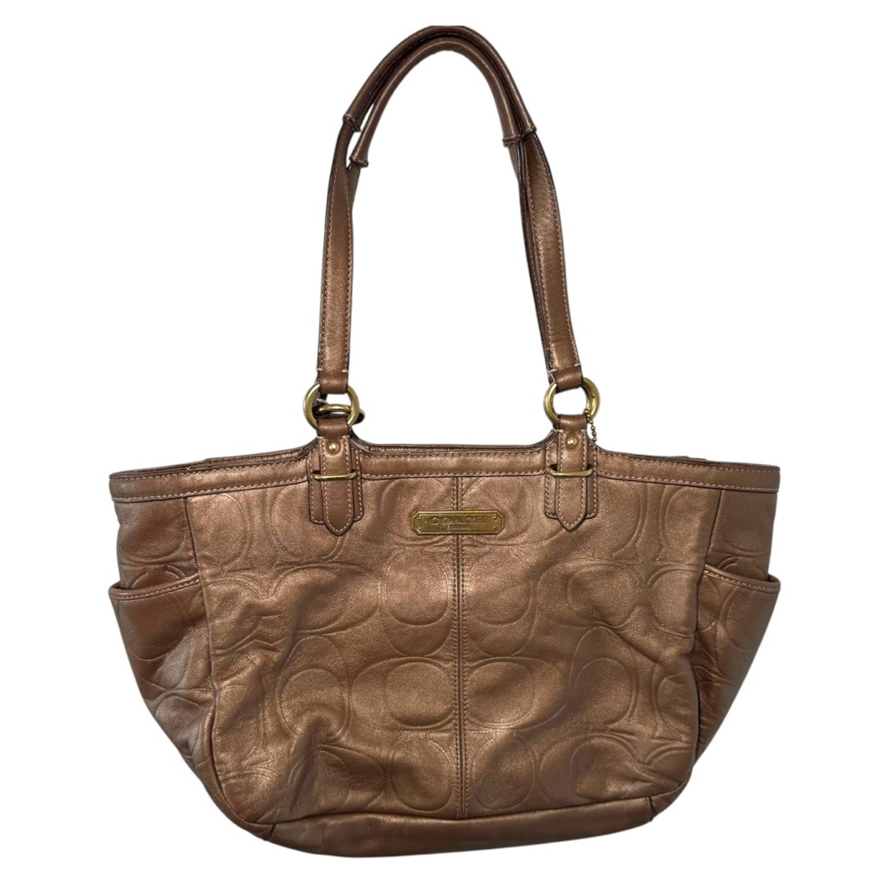 Coach Embossed Leather Signature Tote Bag - Picture 2 of 9